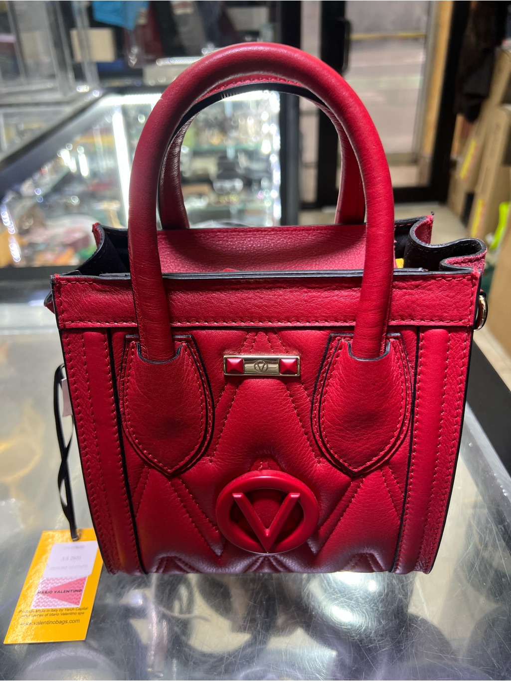 Mario Valentino Red Quilted Mini Top-Handle Bag